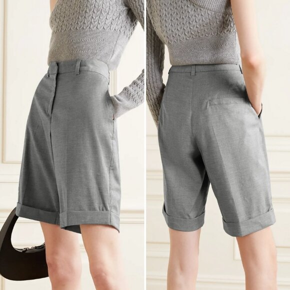 GAUGE81 Aruba Wool Blend Shorts High Waist Loose Fit in Grey Melange NWT - Picture 1 of 14
